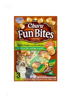 تشویقی گربه چورو فان بایتس طعم مرغ و ماهی تن برند اینابا (Inaba churu Fun bites)