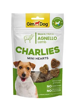 تشویقی سگ جیم داگ طعم بره Gim Dog charlies mini hearts
