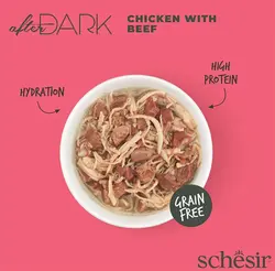 کنسرو گربه مرغ و بیف افتر دارک شسیر ۸۰ گرم  Schesir after dark chicken with beef