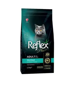 غذای خشک گربه رفلکس پلاس عقیم مرغ فله بسته بندی زیپ کیپ Reflex