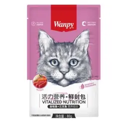 پوچ گربه ونپی با طعم ماهی تن و ًقزل آلا (wanpy Tuna & Trout)