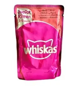 پوچ ویسکاس کیتن با طعم گوشت گاو (whiskas pouch)