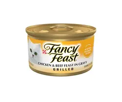 کنسرو گربه مرغ و بیف گریل شده فنسی فیست ۸۵ گرم Fancy feast chicken & beef feast in gravy grilled