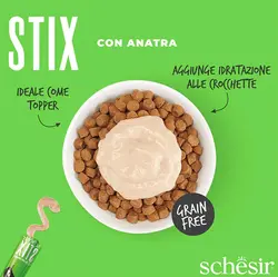 بستنی گربه بدون غلات میکس طعم اردک و مرغ و سالمون شسیر STIX GATTO SNACK IN CREMA