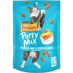 تشویقی گربه پارتی میکس فریسکیز طعم مک اند چیز با لابستر ۶۰ گرم FRISKIES party mix lobster & mac n cheese flavors