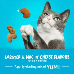 تشویقی گربه پارتی میکس فریسکیز طعم مک اند چیز با لابستر ۶۰ گرم FRISKIES party mix lobster & mac n cheese flavors