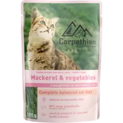 پوچ گربه بالغ ماهی ماکرل و سبزیجات در سس کارپاتین ۱۰۰ گرم Carpathian mackerel & vegetable in sauce