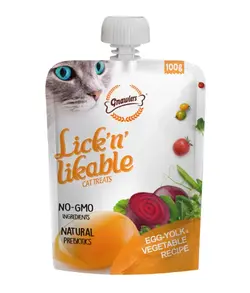 تشویقی پودینگ گربه زرده تخم مرغ و سبزیجات گناولرز ۱۰۰ گرم GNAWLERS lick'n likable cat treats