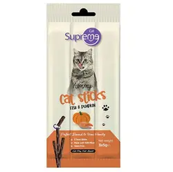 تشویقی مدادی گربه بدون غلات با ماهی و کدوحلوایی Supreme cat sticks fish & pumpkin