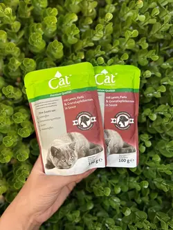 پوچ گربه کت بن بن با گوشت بره و پاستا و دانه های انار در سس ۱۰۰ گرمی Cat BonBon reich an mit lamm, pasta & granatapfelkernen in sauce