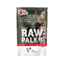 پوچ بچه گربه وت اکسپرت طعم گوشت بیف ۱۰۰ گرم Raw paleo cat pouches