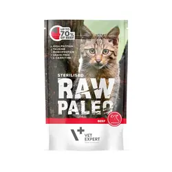 پوچ گربه عقیم شده وت اکسپرت طعم بیف ۱۰۰ گرم Raw paleo cat pouches