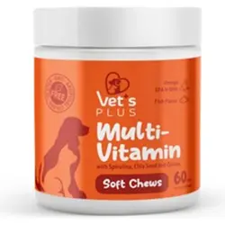 مکمل جویدنی گربه و سگ مولتی ویتامین وت پلاس ۶۰ عددی Vet’s plus multi vitamin soft chews