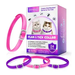 قلاده گربه ضد کک و کنه (رنگ بنفش-صورتی) اویمال بسته ۴ عددی Oimmal Flea & Tick Collar