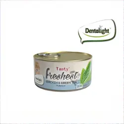 کنسرو گربه با طعم مرغ و چای سبز دنتالایت ۸۰ گرمی Dentalight cat can with chicken & green tea