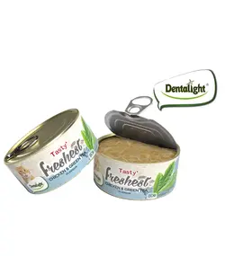 کنسرو گربه با طعم مرغ و چای سبز دنتالایت ۸۰ گرمی Dentalight cat can with chicken & green tea