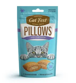 تشویقی بالشتی مغزدار گربه طعم خرچنگ کت فست ۳۰ گرم Cat fest pillow with creme