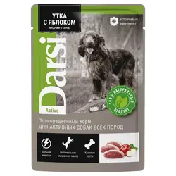 پوچ سگ فعال گوشت اردک با سیب در سس دارسی Darsi active dog duck & apple in sauce
