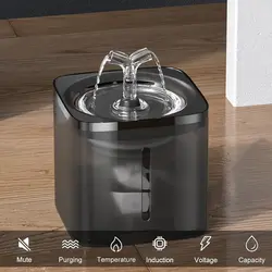 آبخوری اتوماتیک بدنه شفاف مشکی ۲ لیتری pet water fountain
