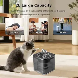 آبخوری اتوماتیک بدنه شفاف مشکی ۲ لیتری pet water fountain