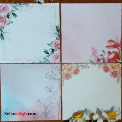 کاغذهای مخصوص خوشنویسی خودکاری مربعی - طرح گل نرگس