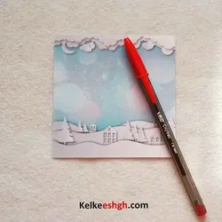 کاغذهای مخصوص خوشنویسی خودکاری - طرح مربعی زمستانی