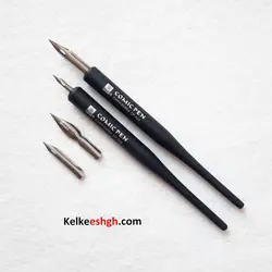 دسته قلم فلزی مخصوص خوشنویسی لاتین با ۴ نوک فلزی مختلف (کد 209)