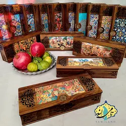 جعبه تنقلات چوبی سه خانه ی گلشن