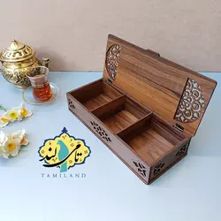 جعبه تنقلات چوبی سه خانه ی گلشن