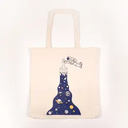ساک پارچه ای مانیز _طرح فضانوردان1-maniz tote-bag larg