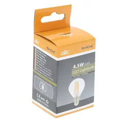 لامپ تخم مرغی فیلامنتی 220 ولت 4.5 وات شعاع مدل G45 شیشه شفاف پایه شمعی (E14)