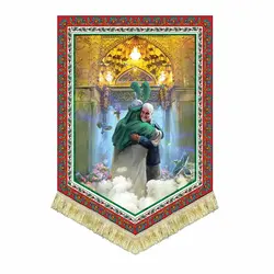 کتیبه مخمل شهید قاسم سلیمانی در آغوش امام حسین (ع)
