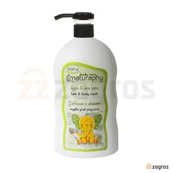 شامپو سر و بدن کودک ناتروفی naturaphy حاوی عصاره سیب و آلوئه ورا 1000 میل