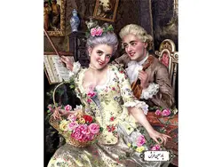 نخ و نقشه تابلو فرش طرح عشوه ویولن زن – کد NF2288