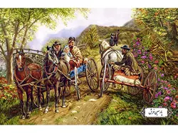 نخ و نقشه تابلو فرش دیدار کالسکه سواران – کد NF2290