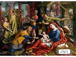 نخ و نقشه تابلو فرش طرح تولد شاهزاده – کد NF2282