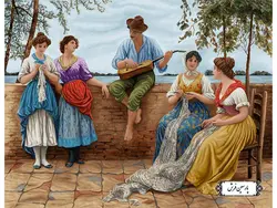 نخ و نقشه تابلو فرش طرح گیتار زن – کد NF2276