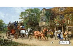 نخ و نقشه آماده بافت تابلو فرش بدرقه کالسکه – کد NF2248