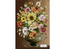 نخ و نقشه تابلو فرش طرح گلدان کوزه ای – کد NG1506
