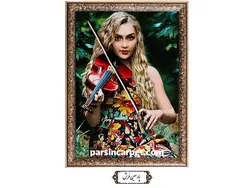 تابلو فرش دستباف تبریز طرح دختر ویولن زن – کد TC6302