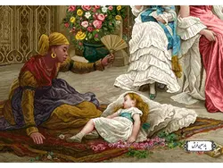 نخ و نقشه تابلو فرش دستباف سایه بان عشق – کد NF2220