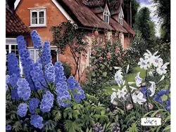 نخ و نقشه تابلو فرش طرح چشم انداز زیبای خانه – کد NV789