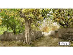 نخ و نقشه تابلو فرش کوچه باغ در بهار – کد NV774