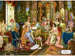 نخ و نقشه تابلو فرش فرانسوی پیانو زن – کد NF2147