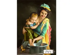 نخ و نقشه کامپیوتری تابلو فرش مادر و نوزاد – کد NC6330