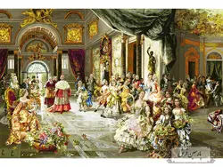 نخ و نقشه تابلو فرش طرح عروسی پاپ- کد NF2103