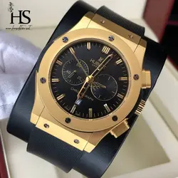 ساعت مچی هابلوت کرنوگراف روز شمار رنگ مات طلایی HUBLOT BIG BANG