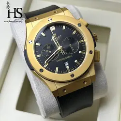 ساعت مچی هابلوت کرنوگراف روز شمار رنگ مات طلایی HUBLOT BIG BANG
