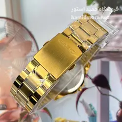 ساعت مچی ست کاسیو تقویم دار نقره ای صفحه مشکی طلایی نقره ای کد 409