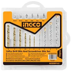 ست ۱۶ عددی مته آھن و دیوار و سر پیچ گوشتی اینکو مدل AKSDB9165